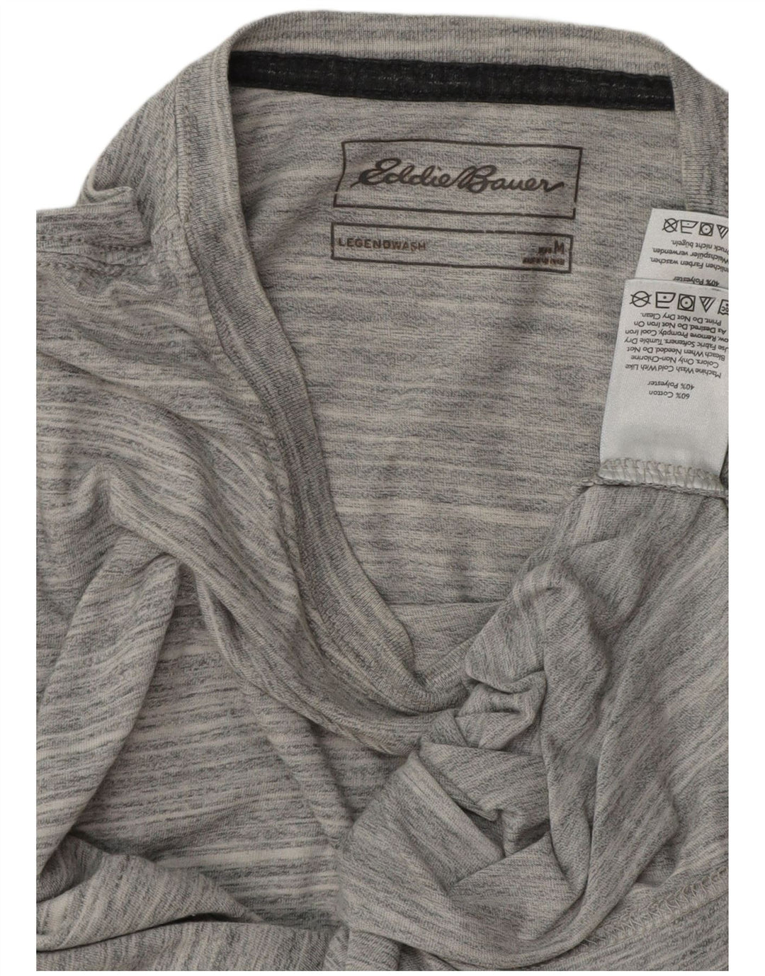 EDDIE BAUER Męski T-shirt Top Średnioszary, bawełniany w prążki