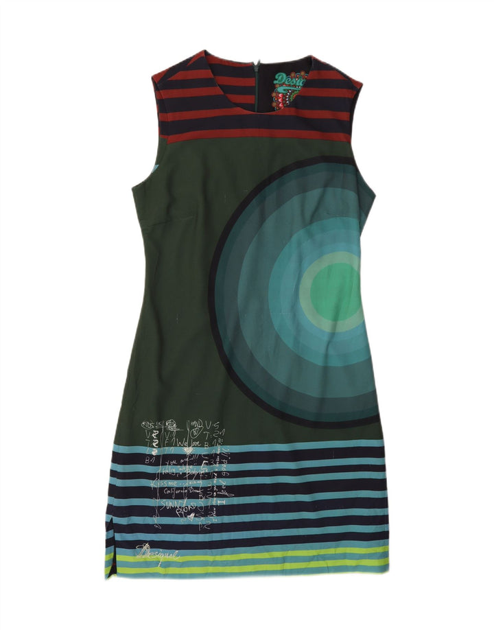 DESIGUAL Womens Graphic Sheath Dress EU 38 Medium Multicoloured Striped Vintage Desigual and Second-Hand Desigual from Messina Hembry 