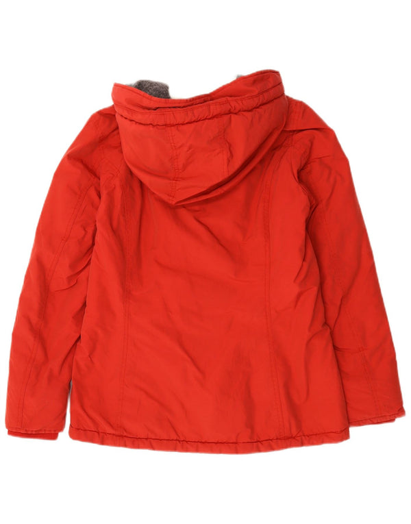 Damska kurtka parka z kapturem Woolrich UK 14, średnia czerwona bawełna