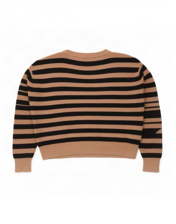 Damski sweter oversize z dekoltem w łódkę Zara UK 16, duże brązowe paski
