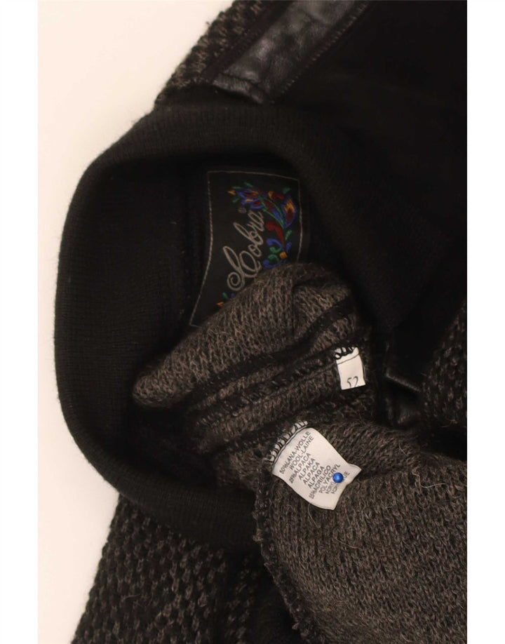 Męski sweter Cobra z golfem IT 52, duży, czarny, argyle/diamentowa wełna