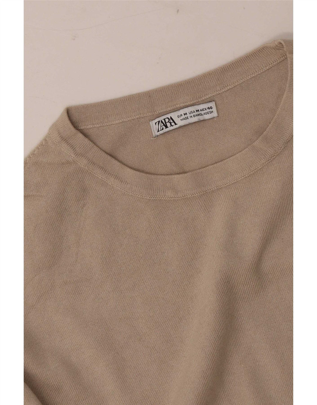 Męski sweter Zara z okrągłym dekoltem, średni beż