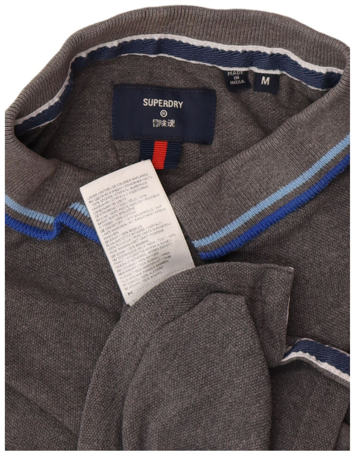 Męska koszulka polo Superdry, średnioszara, bawełniana