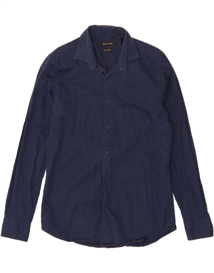MASSIMO DUTTI Mens Shirt Medium Navy Blue Spotted Vintage Massimo Dutti and Second-Hand Massimo Dutti from Messina Hembry 