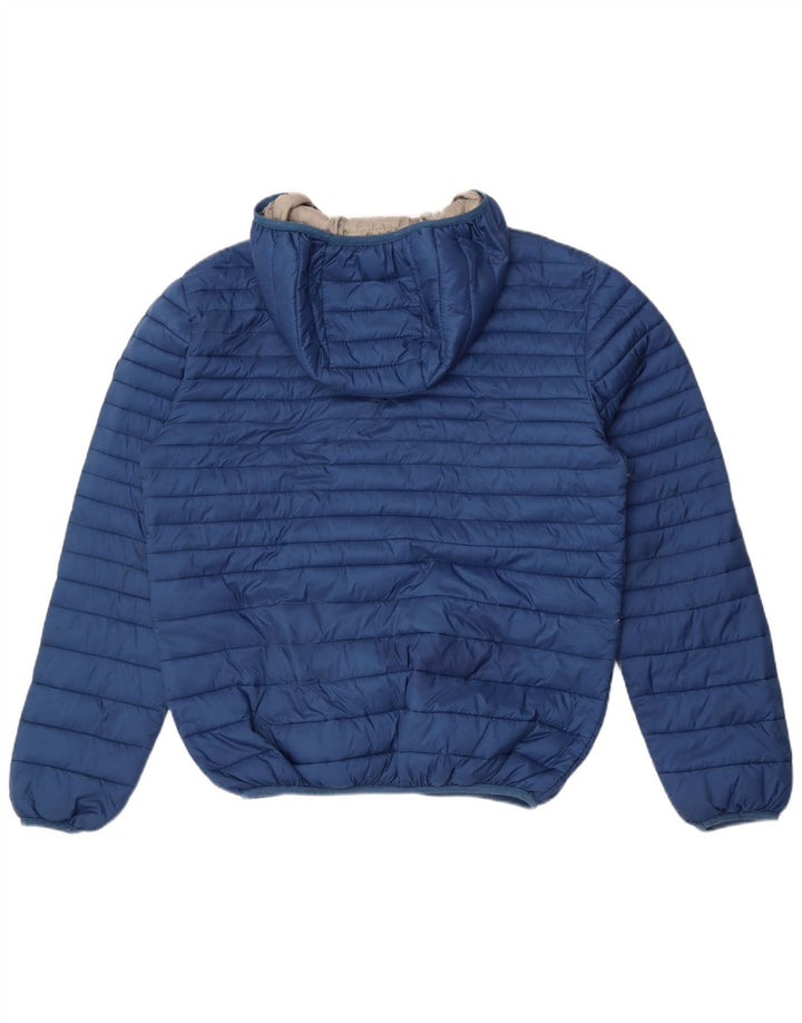 Męska ocieplana kurtka z kapturem Trussardi UK 40, duża, niebieska, nylonowa