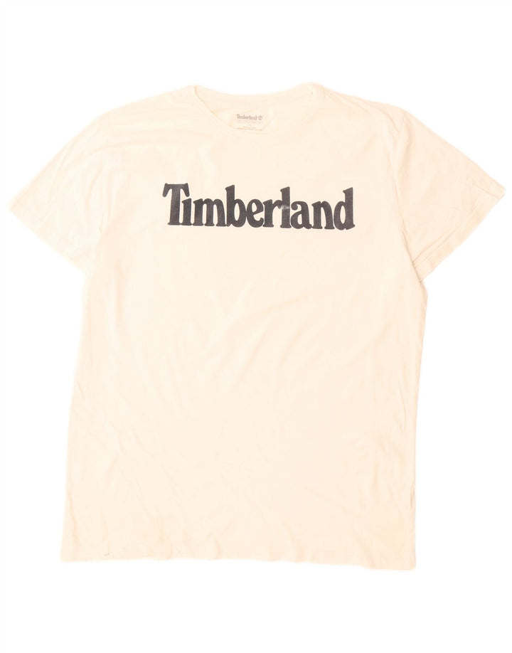 Męska koszulka z grafiką Timberland, duża, biała, bawełniana