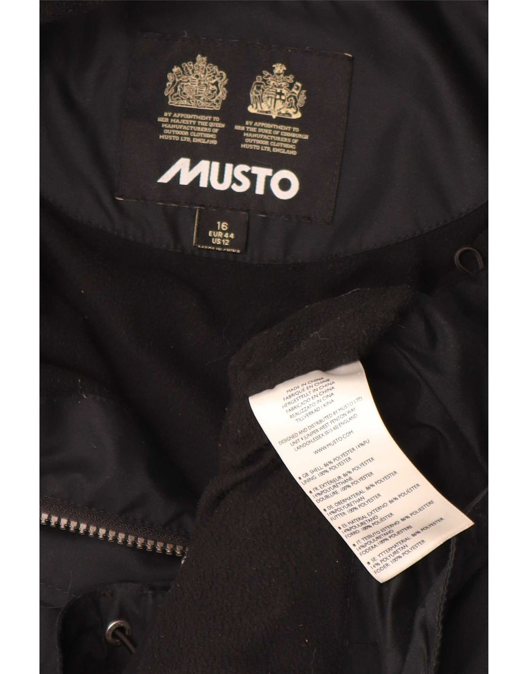 Damska kurtka wiatrówka oversize Musto UK 16, duża, czarna, z blokami kolorów