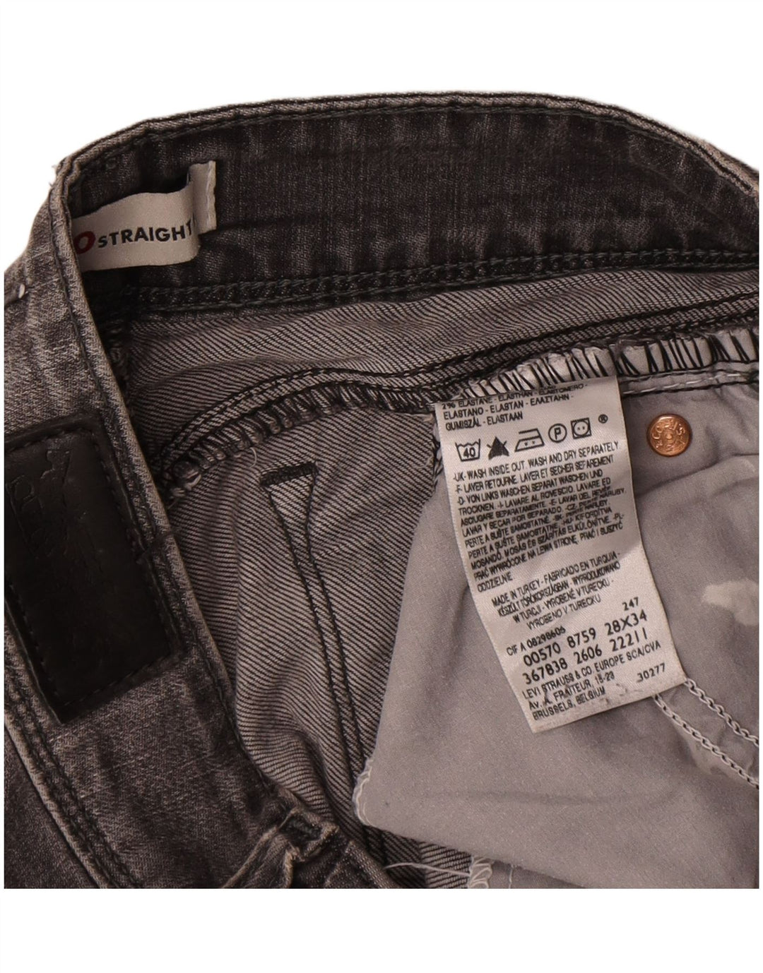 Damskie jeansy Levi's 570 Straight W28 L31 Szara bawełna