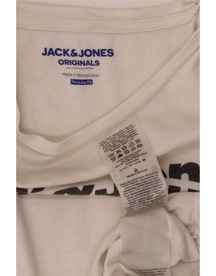 Męski T-shirt z grafiką Jack & Jones o regularnym kroju, średni, biały, bawełniany