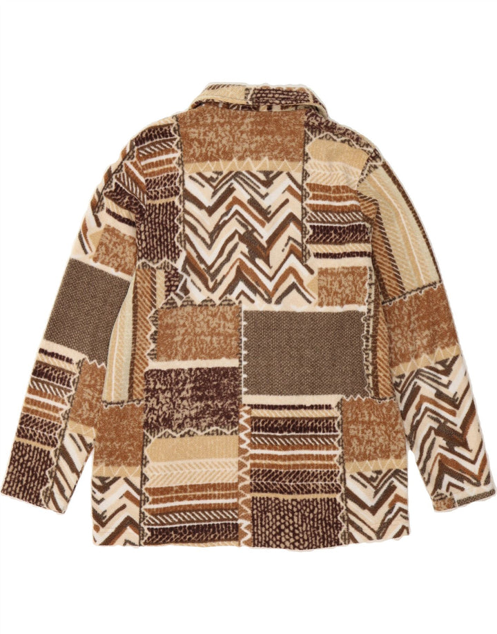 VINTAGE Womens Fleece Jacket EU 42 Large Brown Patchwork Polyester Vintage Vintage and Second-Hand Vintage from Messina Hembry 