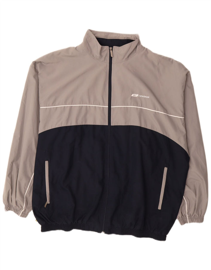 Męska kurtka dresowa REEBOK 2XL Szary poliester z blokami kolorów