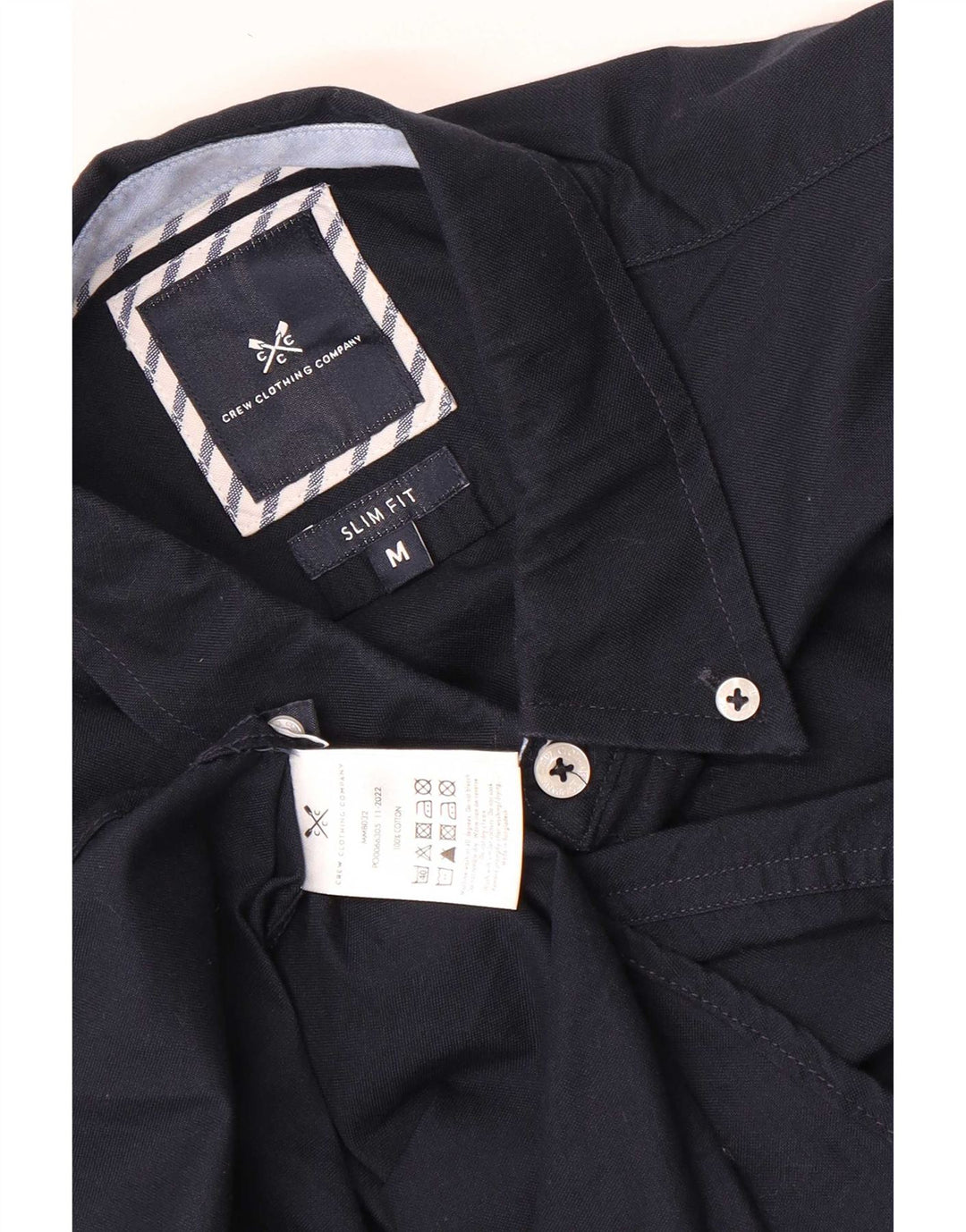 Crew Clothing Męska koszula slim fit, średnia, granatowa, bawełniana