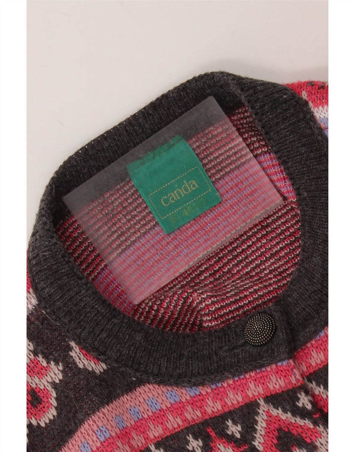 CANDA Damski sweter oversize UK 14 Średni różowy Fair Isle