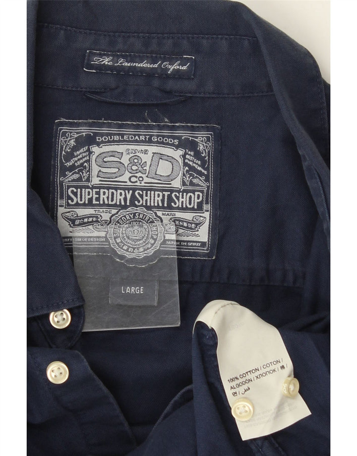 Koszula męska Superdry, duża, granatowa, bawełniana