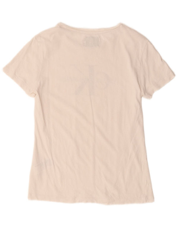 Calvin Klein Jeans Womens Graphic T-Shirt Top UK 12 Medium White Cotton