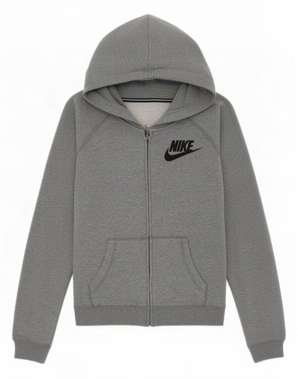 Damski sweter z kapturem i zamkiem błyskawicznym Nike UK 14, średnioszary, bawełniany