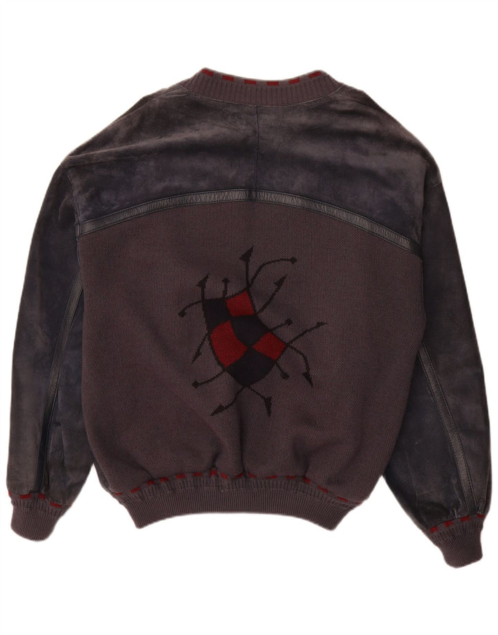 Męska zamszowa kurtka bomber Michel IT 52 XL, granatowa, skórzana