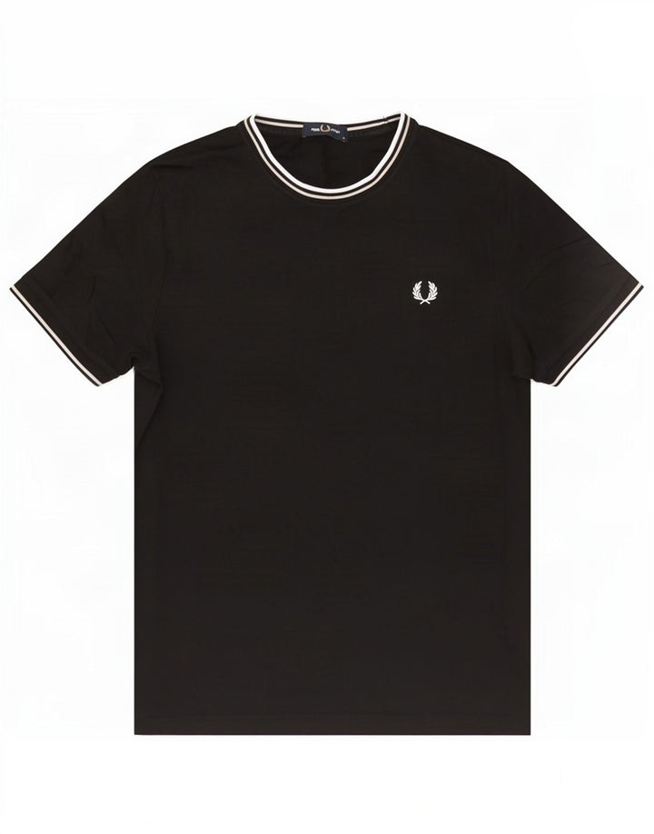 T-shirt męski Fred Perry, średni czarny, bawełniany