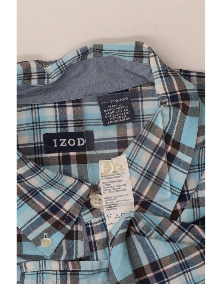 IZOD Mens Short Sleeve Shirt 2XL Blue Check Cotton Vintage Izod and Second-Hand Izod from Messina Hembry 