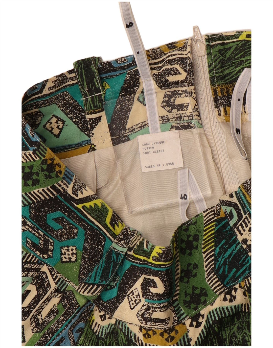 Damskie spodnie haremowe VINTAGE W28 L22 Zielona geometryczna wiskoza