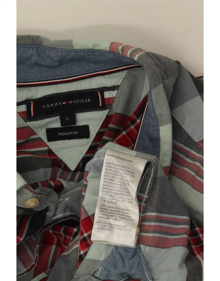 Męska koszula o regularnym kroju Tommy Hilfiger, duża, wielokolorowa, bawełniana w kratę