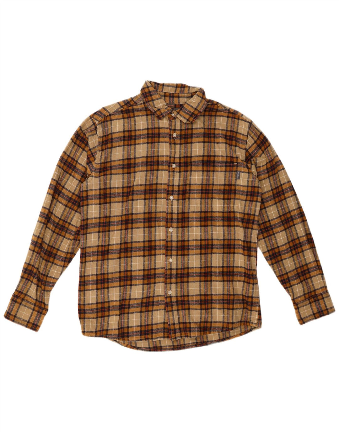 Koszula flanelowa męska EDDIE BAUER, bawełniana w kratkę, średnia khaki