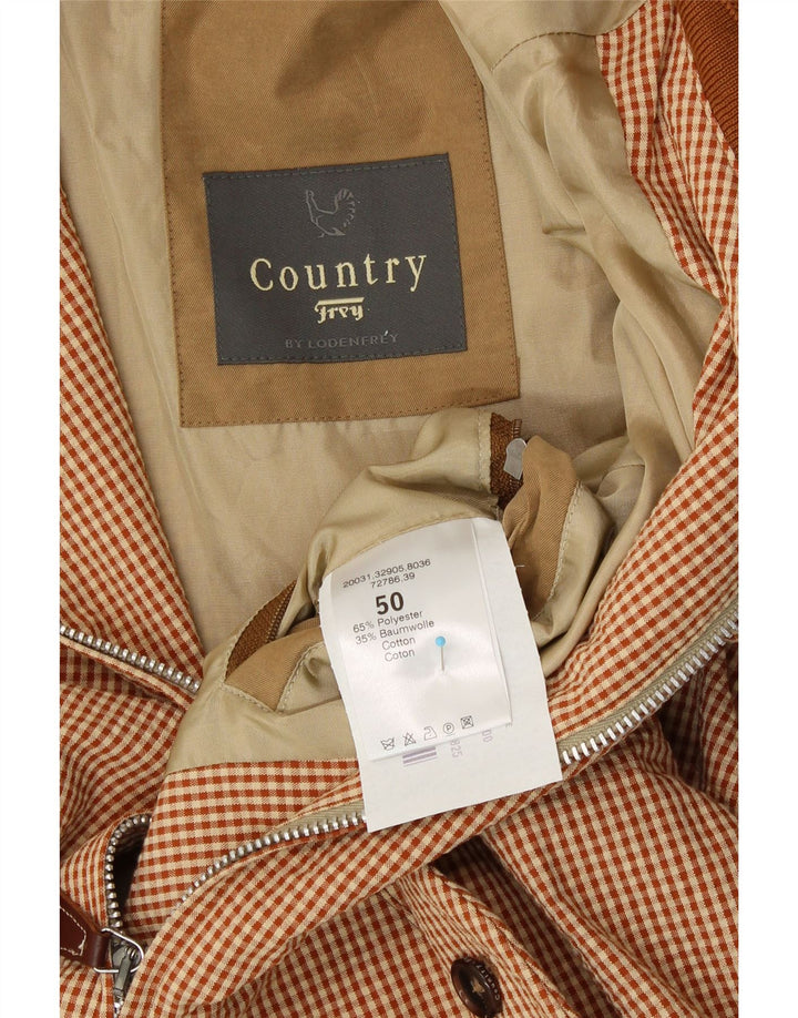 LODENFREY Mens Bomber Jacket IT 50 Large Beige Check Polyester