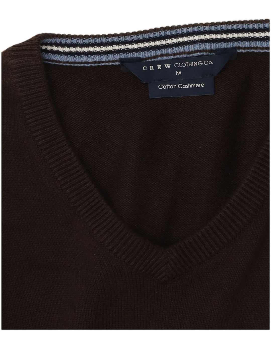 Crew Clothing Męski sweter z dekoltem w kształcie litery V, średniobrązowy, bawełniany