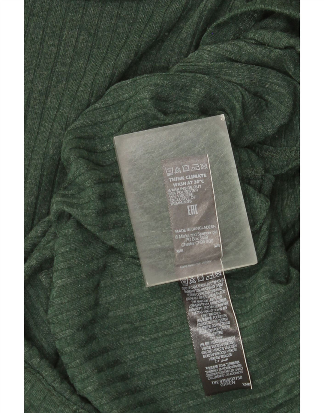 Marks & Spencer Damska sukienka sweterkowa z długim rękawem UK 8, mała, zielona, poliestrowa