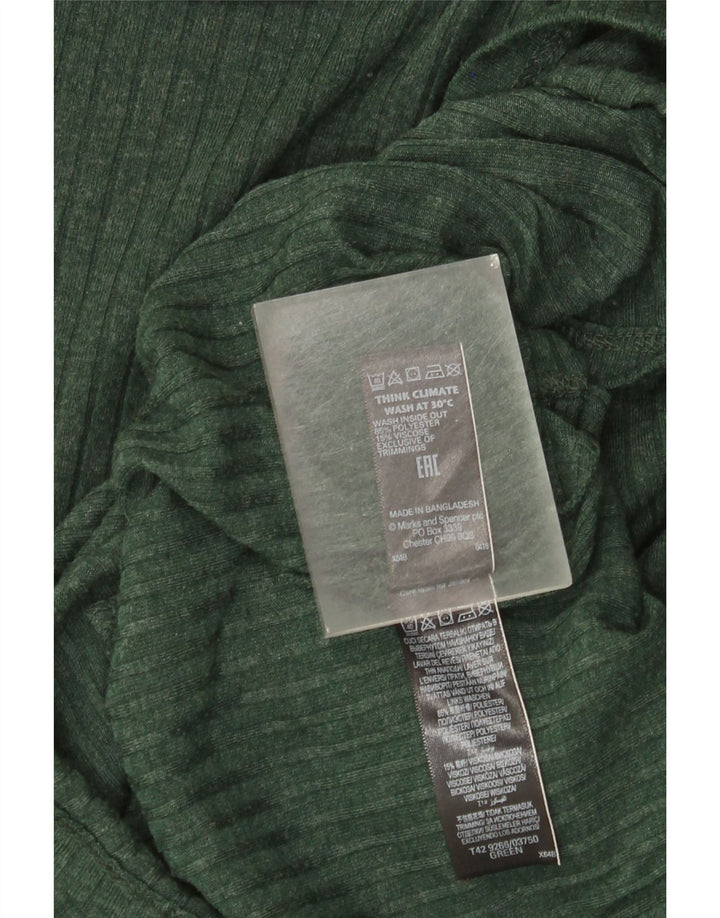Marks & Spencer Damska sukienka sweterkowa z długim rękawem UK 8, mała, zielona, poliestrowa