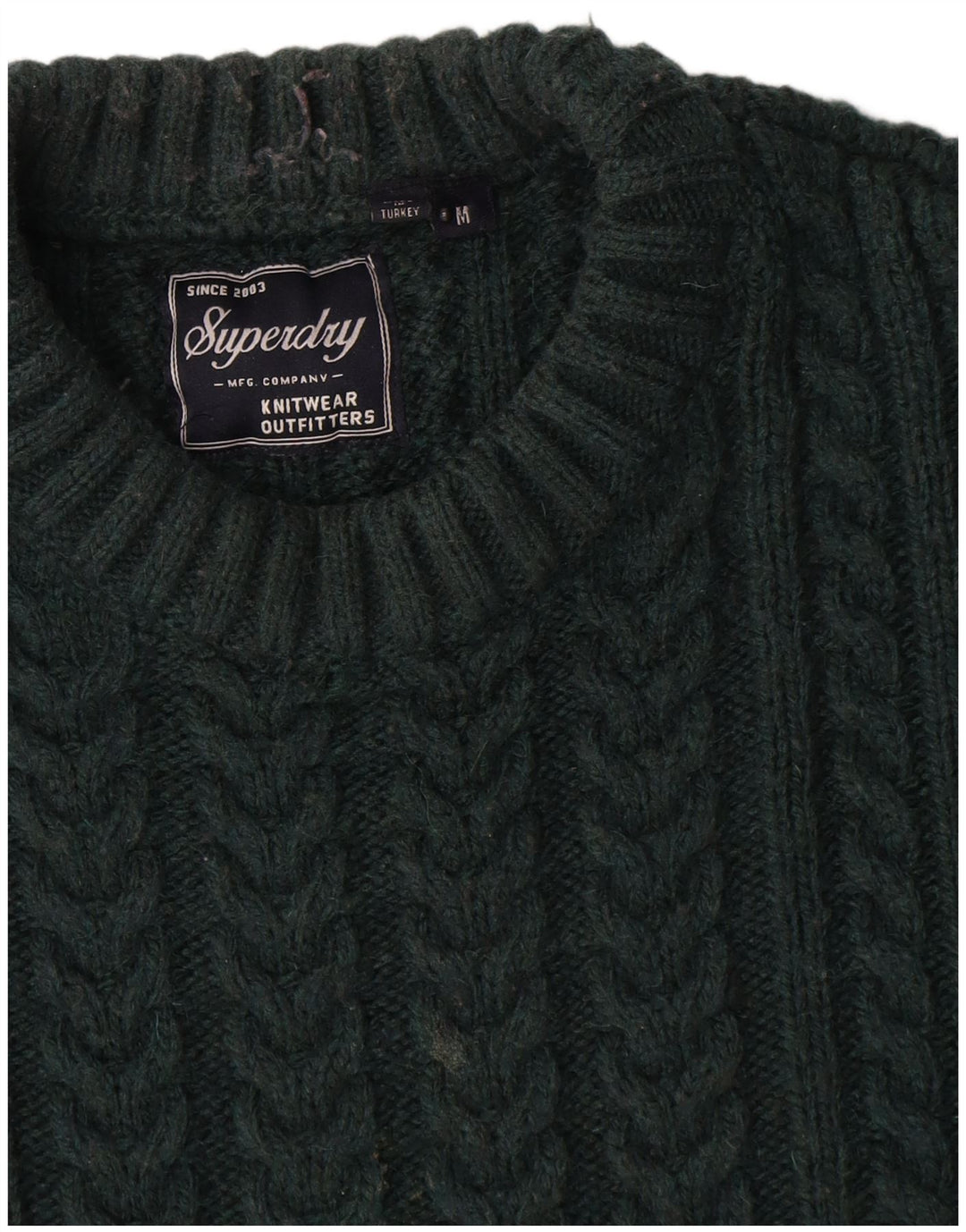 Męski sweter z okrągłym dekoltem Superdry, średni zielony akryl