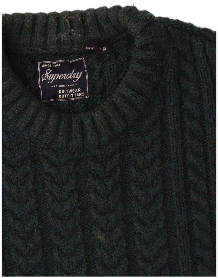 Męski sweter z okrągłym dekoltem Superdry, średni zielony akryl