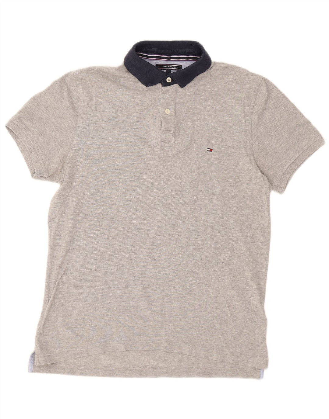 TOMMY HILFIGER Mens Polo Shirt Large Grey Cotton