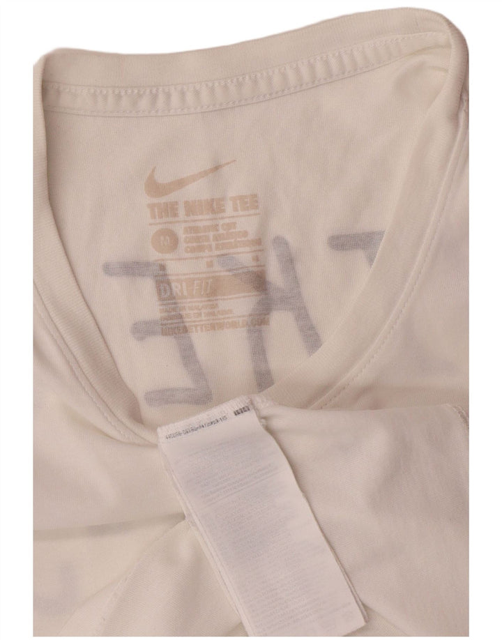 NIKE Mens Dri Fit Graphic T-Shirt Top Medium White Cotton