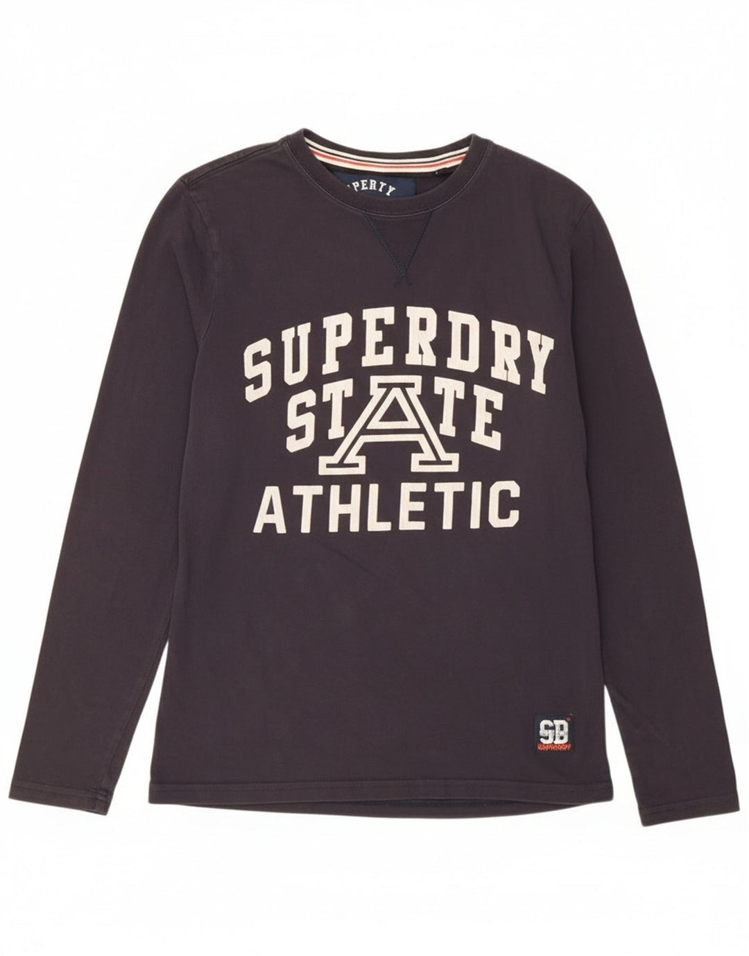 Męski top Superdry z grafiką, długim rękawem, mały, granatowy, bawełniany