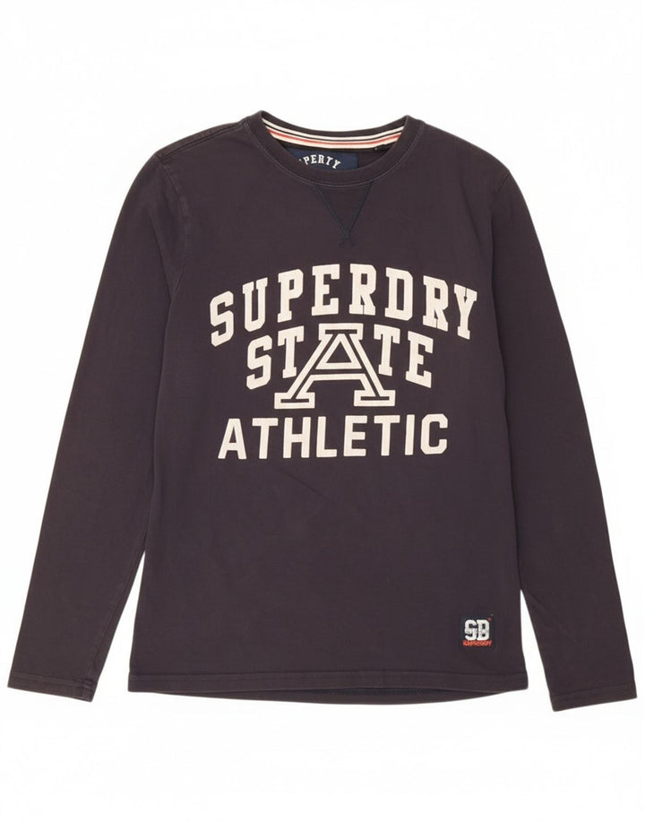 Męski top Superdry z grafiką, długim rękawem, mały, granatowy, bawełniany