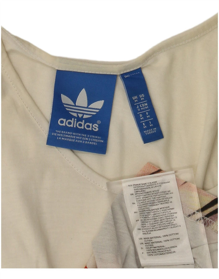 Damski top ADIDAS z kamizelką z grafiką, UK 14, średni, złamanej bieli, bawełniany
