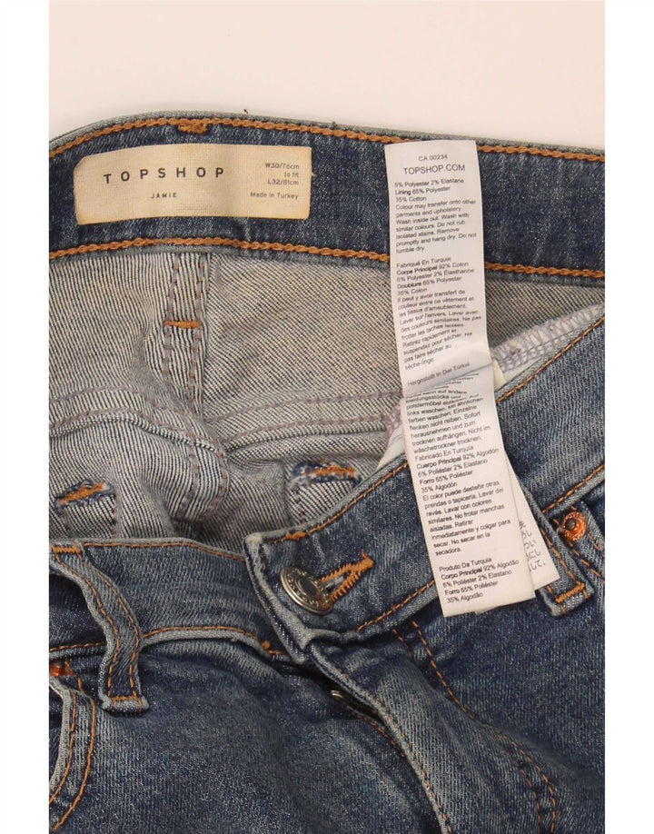 Topshop Damskie jeansy Jamie Skinny W30 L32 Niebieski poliester