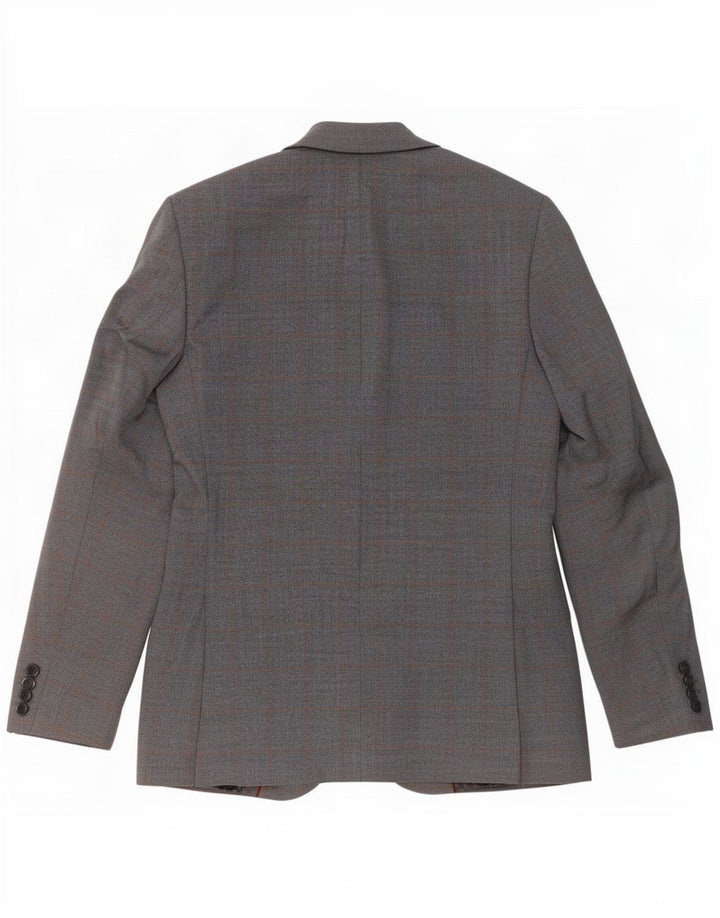 Marks & Spencer Męska marynarka slim fit zapinana na 2 guziki UK 36 w małą niebieską kratkę