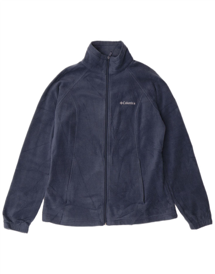 COLUMBIA Womens Fleece Jacket UK 14 Medium Navy Blue Polyester