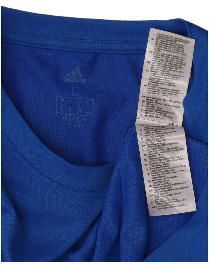 Męska koszulka z grafiką Adidas, duża, niebieska, z poliestru