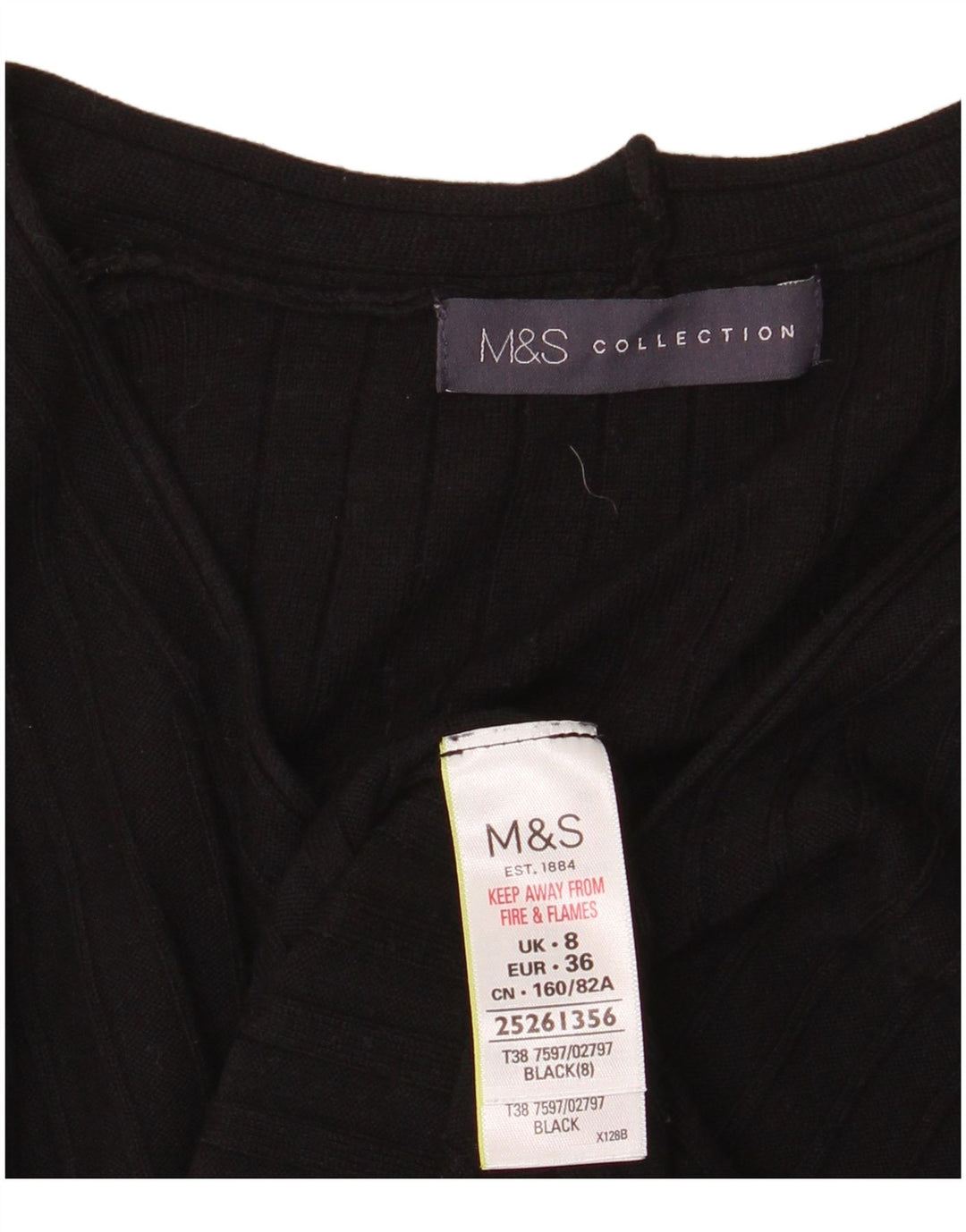 Marks & Spencer Damski sweter z dekoltem w kształcie litery V, UK 8 Small, czarna wiskoza