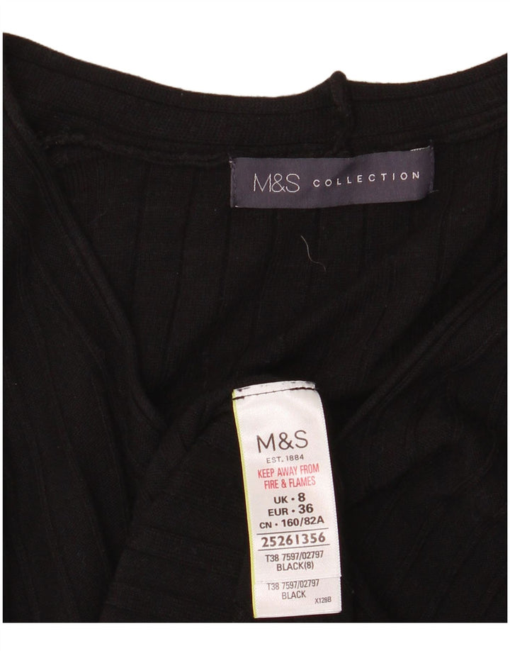 Marks & Spencer Damski sweter z dekoltem w kształcie litery V, UK 8 Small, czarna wiskoza