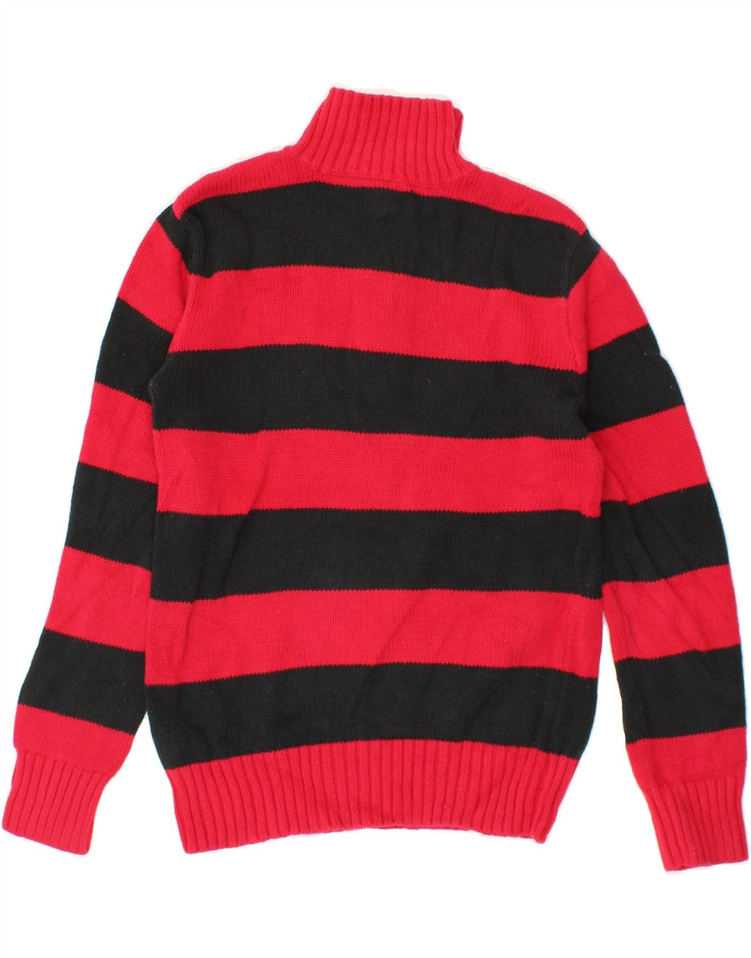 CHAPS Boys Zip Neck Jumper Sweater 10-11 Years Medium Red Striped Cotton Vintage Chaps and Second-Hand Chaps from Messina Hembry 