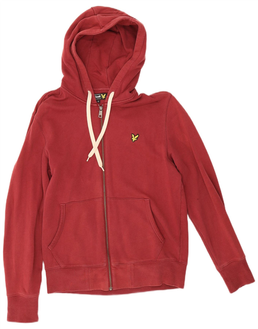 Męski sweter z kapturem i zamkiem błyskawicznym Lyle & Scott, średnioczerwony, bawełniany