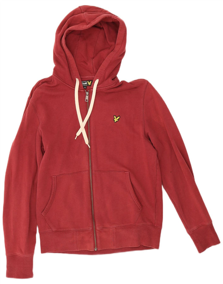 Męski sweter z kapturem i zamkiem błyskawicznym Lyle & Scott, średnioczerwony, bawełniany