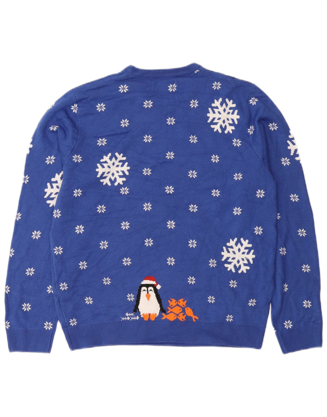 Marks & Spencer Męski sweter z okrągłym dekoltem, średnioniebieski, zimowy