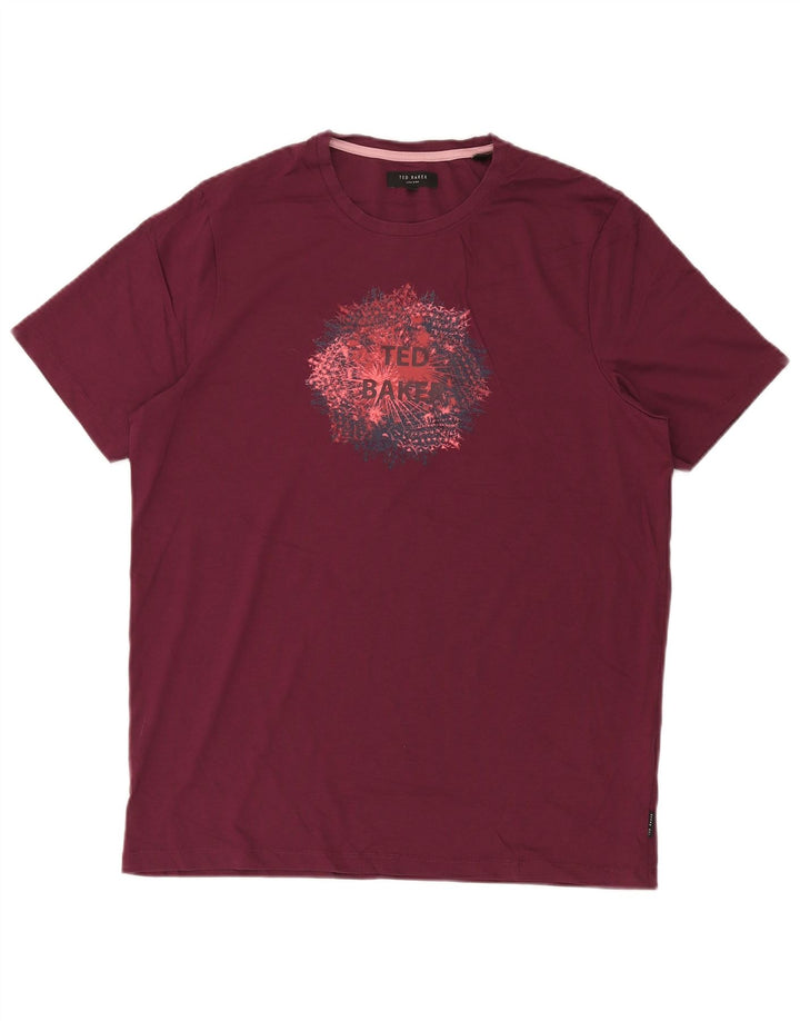 Męski T-shirt z grafiką Ted Baker, rozmiar 4, duży, bordowy, bawełniany