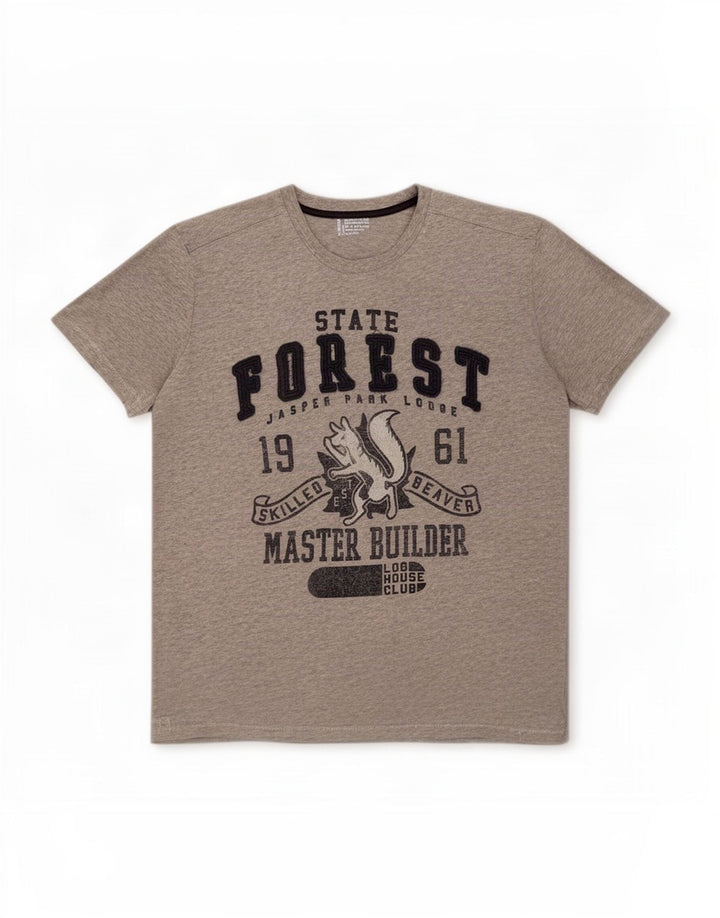 Męski T-shirt z grafiką Benetton, duży, szary, bawełniany w plamki