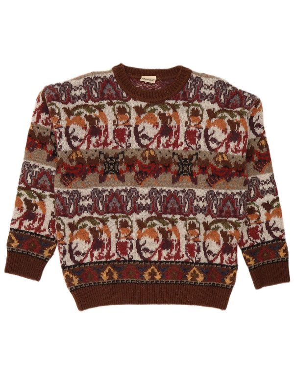 Męski sweter z okrągłym dekoltem Fiume IT 50 Średni burgund Fair Isle akryl